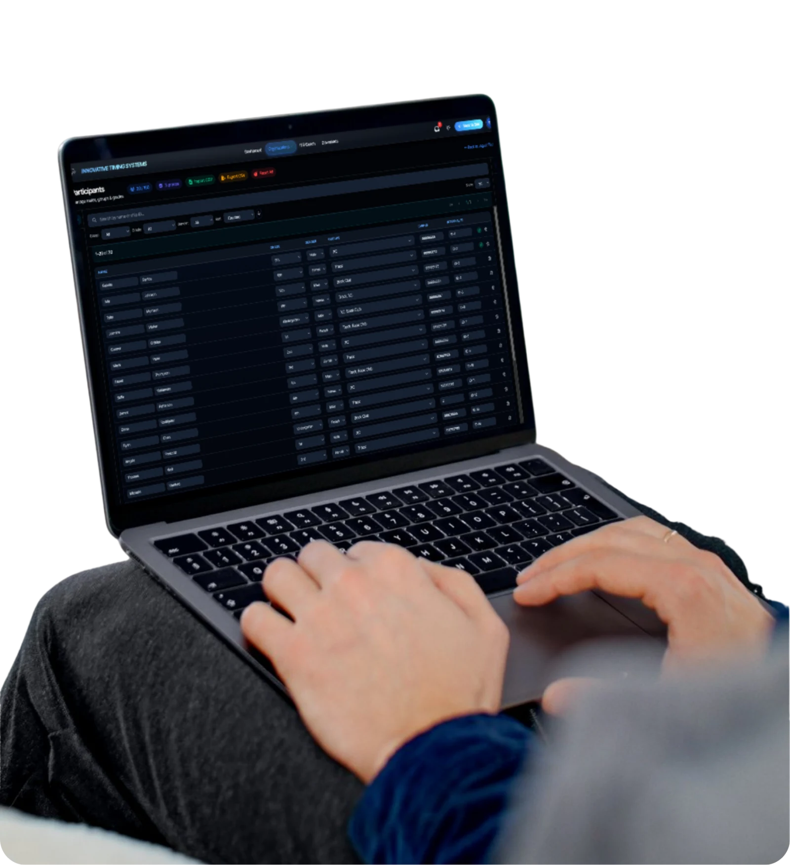 JagTrax participant roster showing grades, groups, and chip assignments